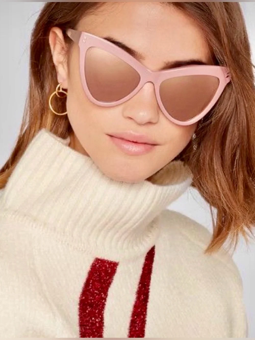 Stella McCartney Kids Pink Cat-Eye Sunglasses & Zipper Case Mirror w/ Chain-Trim